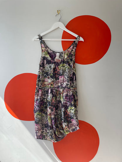 ZIMMERMANN Floral Print Silk Asymmetric Slip Dress Sz 10