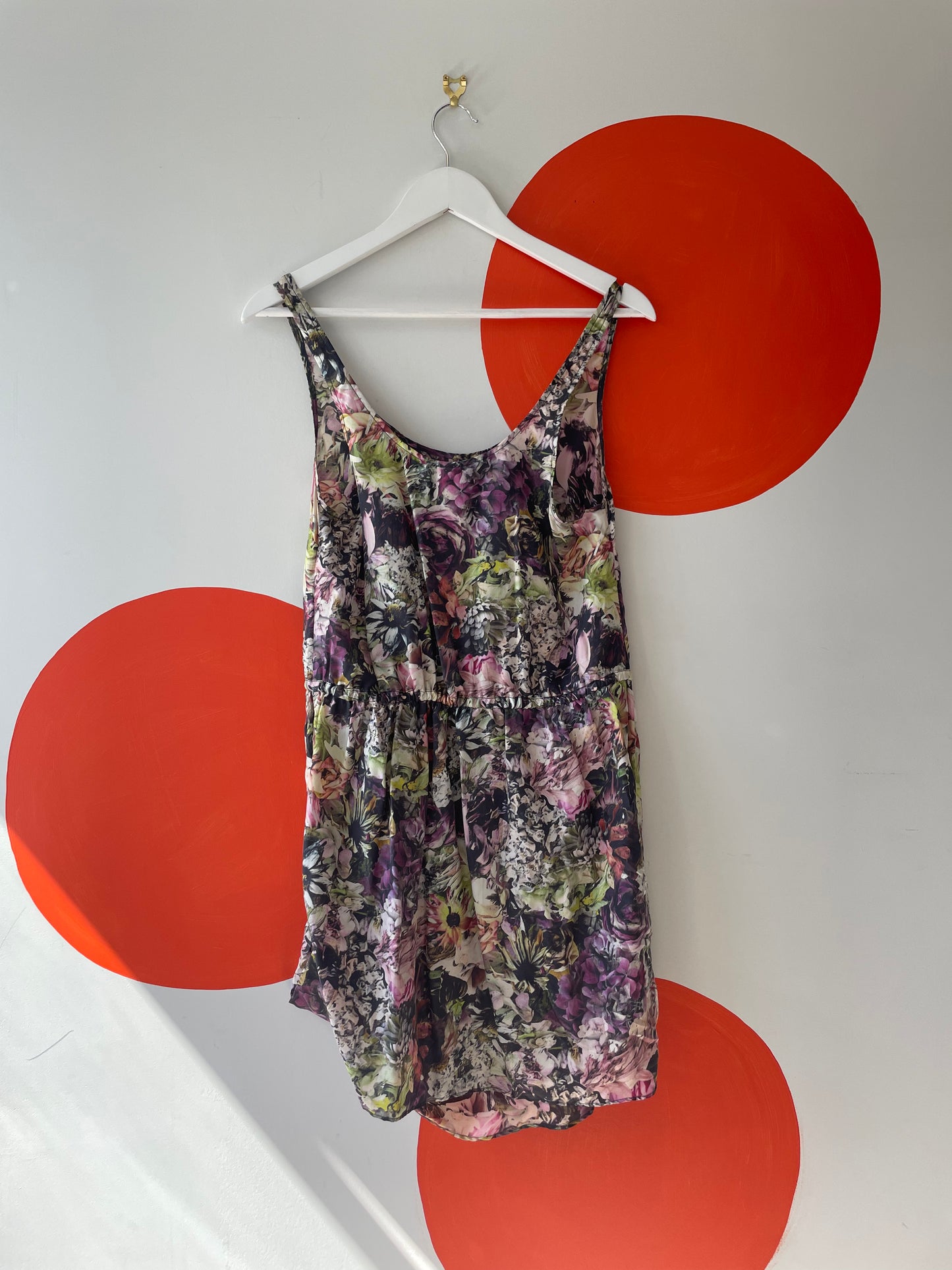 ZIMMERMANN Floral Print Silk Asymmetric Slip Dress Sz 10