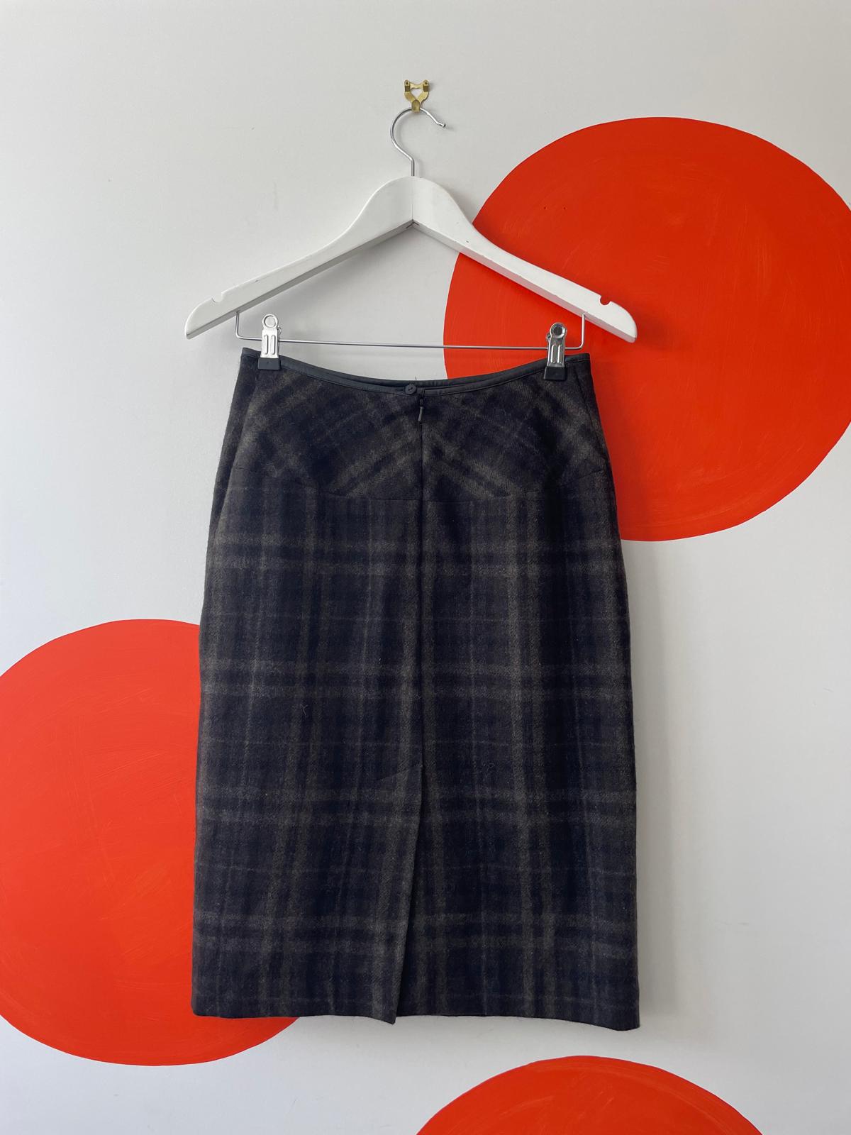 RICOCHET Grey Tartan Wool Blend Skirt Sz 6