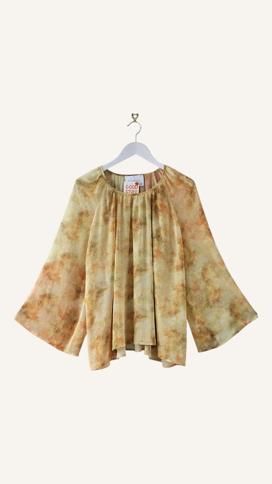 Ricoochet Sheer Citrus Yellow Patterned Top