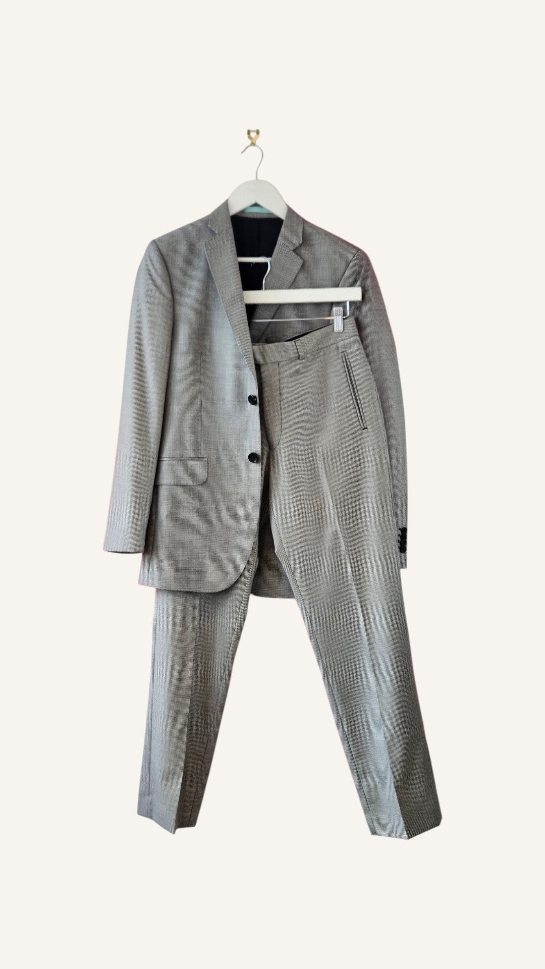 Crane Brothers Black-White Houndstooth Men's Suit