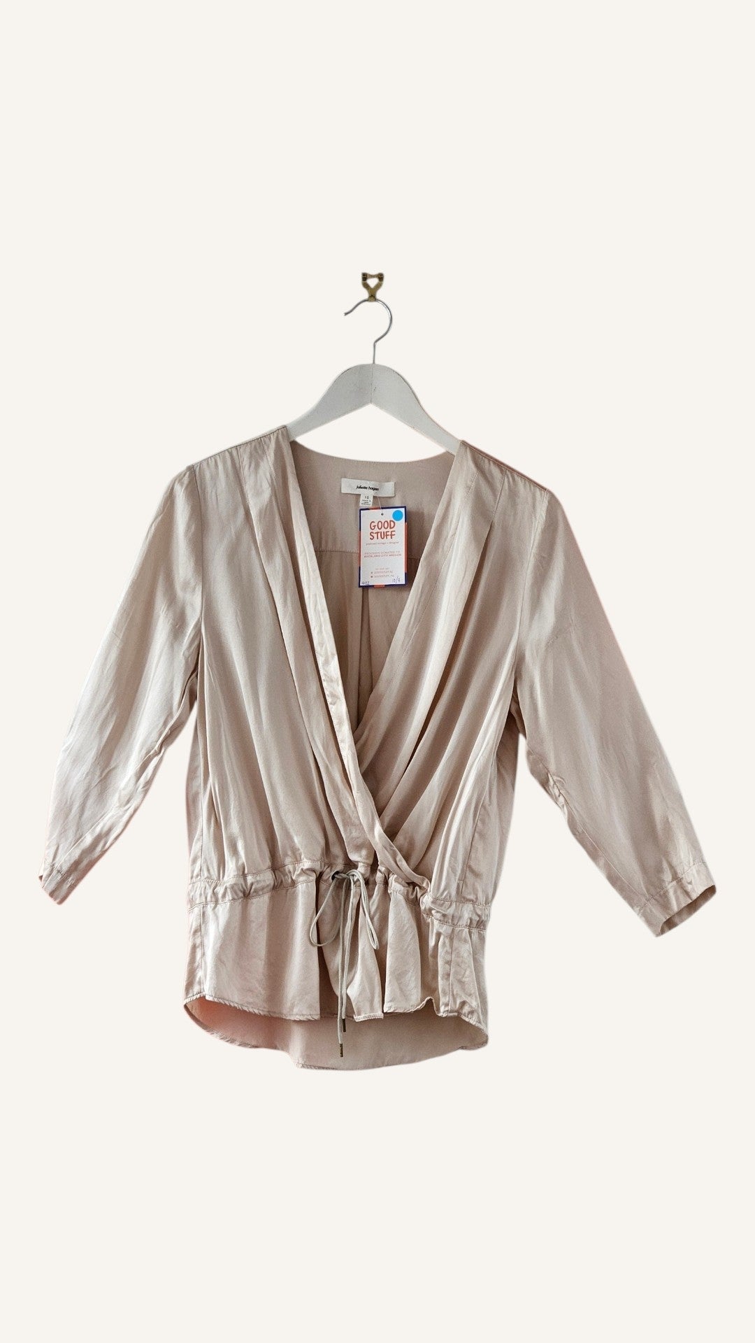 Juliette Hogan Cream Silk Wrap Blouse