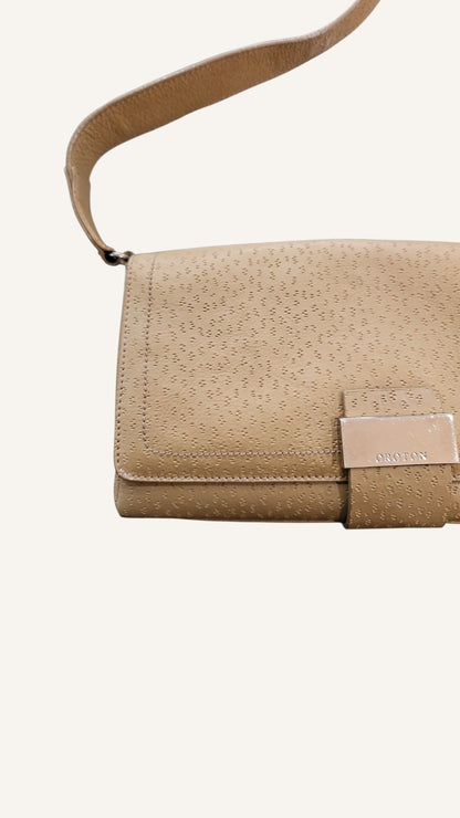 Oroton Nude Leather Clutch Bag